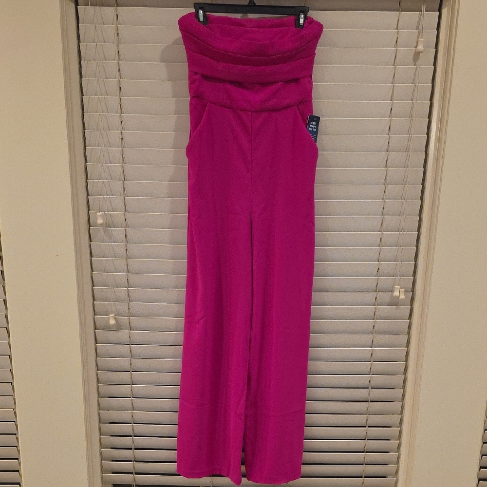 NWT Express Vibrant Pink Strapless Jumpsuit